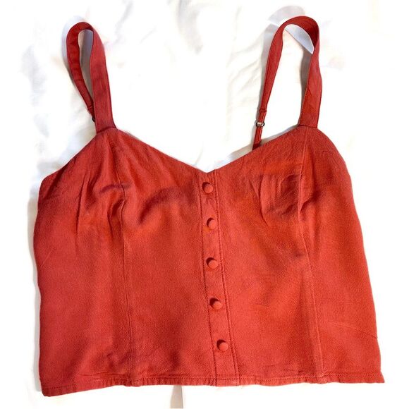 Abercrombie & Fitch Crop Top | Red Smocked Sweetheart Neckline | Size Small - Picture 12 of 12